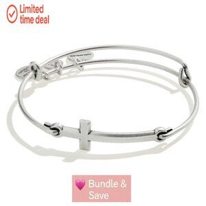 Adjustable Cross Charm Bangle Bracelet, Nickel-Free Copper, Expandable Fit